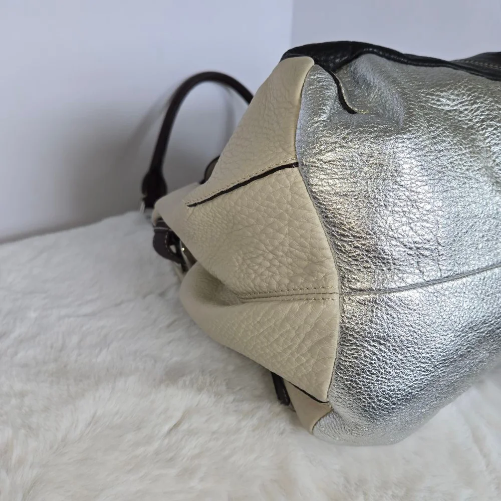 b. makowsky Large Multi Color Leather Hobo Bag in Beige, Black, Silver & Brown - Picture 6 of 14